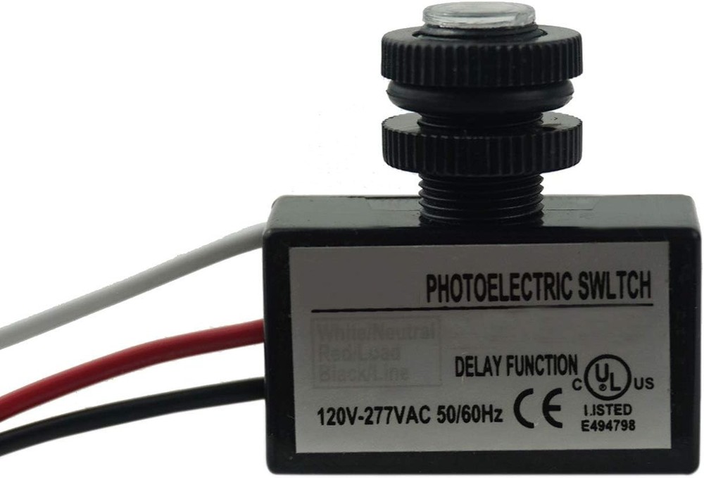 AC 90V-277V Outdoor Sensor Photoelectric Switch, 90V-277V, Black