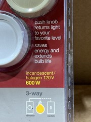 Lutron D-603PH-DK 3 Way Dimmer Light Switch 600 Watts White/Ivory Knobs New