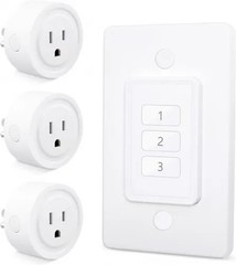 LoraTap Mini Wireless Remote Control Outlet Plug Adapter (3 Pack) with Remote, 3