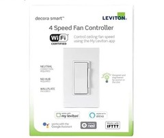 Leviton Decora Smart 4-Speed Fan Controller Wi-Fi Technology NEW DW4SF-1BW