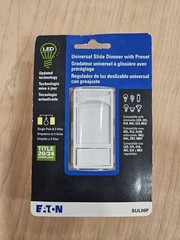 Eaton SUL06P Slide Dimmer Single Pole + 3 Way White Slide Dimmer Switch NEW