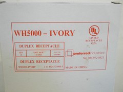 LOT OF 10 NEW IN BOX PREFERRED INDUSTRIES WH5000-IVORY DUPLEX RECEPTACLE