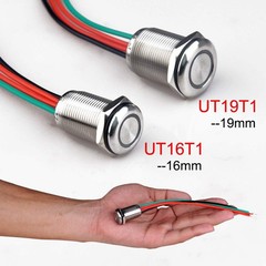 UT16T1 Touch Switch Stepless Dimming DC 6V to 24V Fits 16mm 5/8 Inch Hole