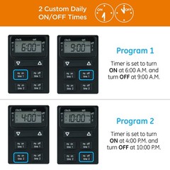 Black Programmable Indoor Outdoor Digital Timer with Grounded Outlet