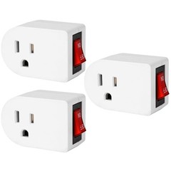 3 Pack 3 Prong Grounded Outlet with On/Off Switch Wall Tap Adapter Power Switch