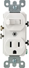 Leviton 15A 120V White Single Pole Switch & Receptacle Combo
