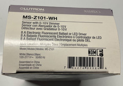 Lutron Maestro MS-Z101-WH 0-10V Dimmer Sensor White LED Fluorescent NIB