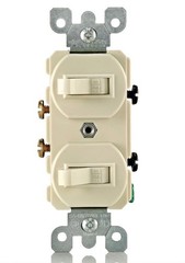 Leviton 5224-2I 15 Amp, 120/277V Duplex Style Single-Pole AC Combination Switch