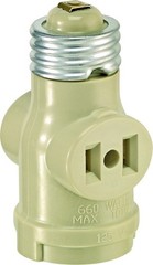 New Leviton Plastic Medium Base Lamp Holder, 2-outlet socket adapter