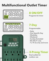Outdoor Power Stake Timer 7 days Waterproof 6 Grounded Outlets Weatherproof
