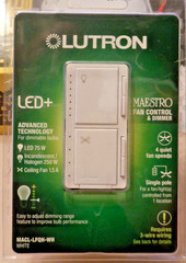Lutron LED+ Maestro Ceiling Fan Control & Dimmer 75W White Model# MACL-LFQH-WH