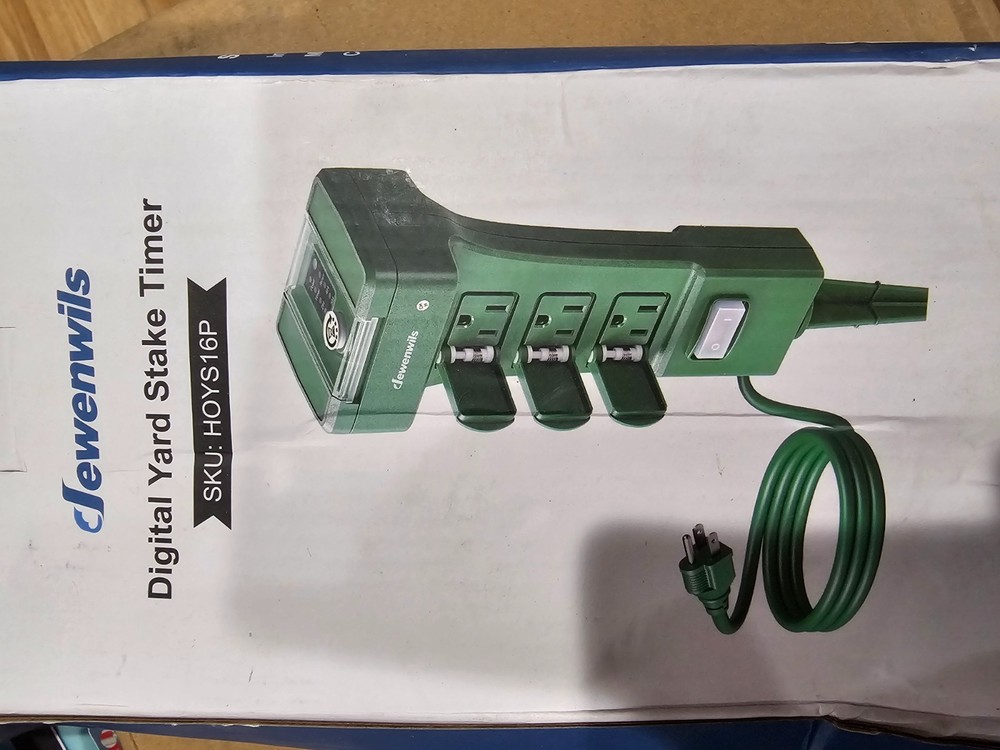 Dewenwils Outdoor Yard Stake Timer with Remote Control | 6-Outlet Power Stake