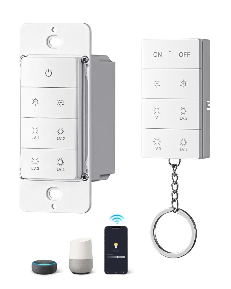 Smart Dimmer Switch with Remote, Single-Pole, Needs Neutral Wire, 2.4GHz Wi-Fi