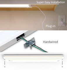 Leetdud Under Cabinet Lighting Plug in or Hardwired Built-in 24 inch, White