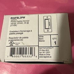 Legrand RH4FBL3PW Radiant Slide Dimmer Switch For 0-10 Volt LED Load 120/277 VAC