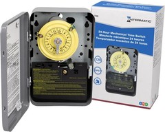 24-Hour Mechanical Timer Switch – 120V DPST, Indoor Metal Enclosure, Heavy-Du…