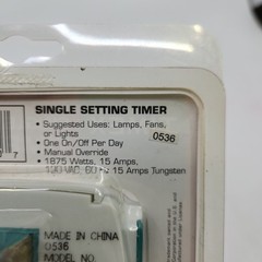 Sealed Timex Single Setting Timer 15 Amps Lamps Fans Lights TX12620X New NOS