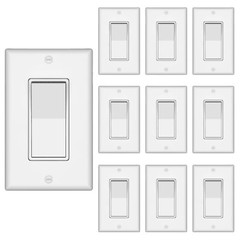 Single Pole Decorator Wall Light Switch With Wall Plate 15a 120v/277v On/off Pad