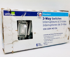 Leviton 15 Amp 3-Way Toggle Switch, White (6-Pack)