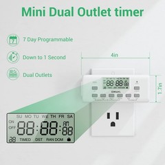 Digital Timer Switch – 2 Pack, 7 Day Programmable, 10 On/Off Settings, 24-Hou…