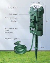 DEWENWILS Outdoor Mechanical Power Stake Timer Yard Stake for Lights, Christmas