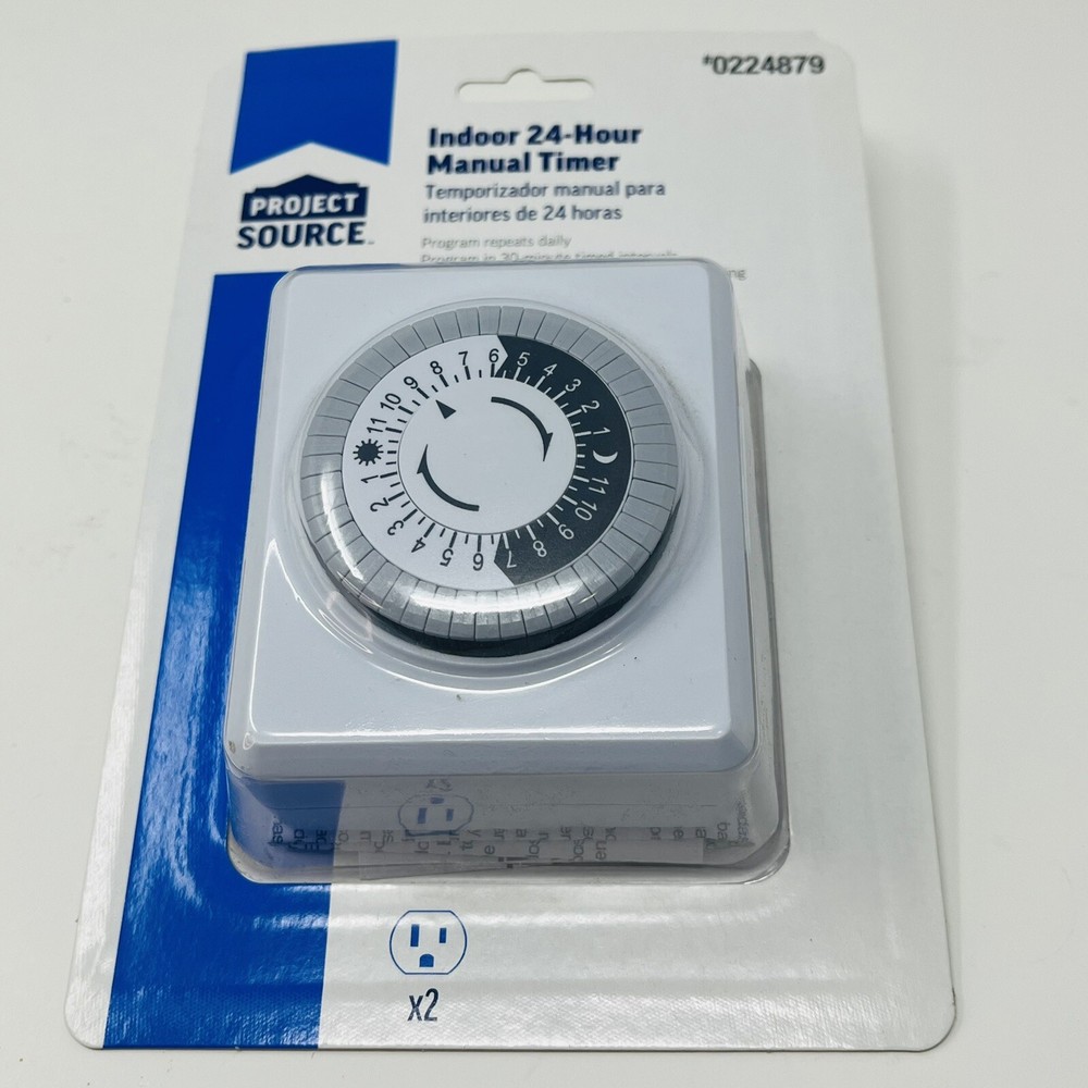 Project Source Indoor 24 Hour Manual Timer 0224879 Outlet Lighting Decoration