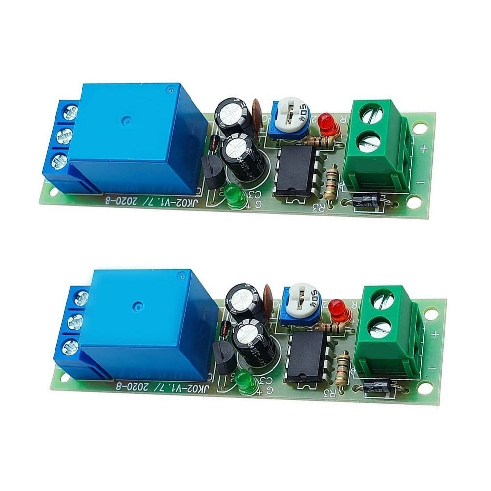 2PCS DC12V NE555 Timer Board Adjustable Time Delay Relay with NO Terminals