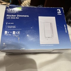 Leviton Decora 600W Single Pole 3 Way Universal Rocker Slide Dimmer White 3 Pack