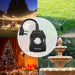 Outdoor Timer Outlet, 24 Hour Mechanical Outdoor Timer for Pool Pump, 1pack