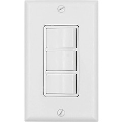 Triple Rocker Light Switch with Wall Plate, 15A 120V Single Pole, 3 Individual