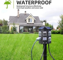 TiFFCOFiO Outdoor Power Strip Waterproof, 24 Hour Mechanical Timer, 6 ft Extensi