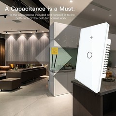 1/2/3 Gang RF433 WiFi Smart Wall Touch Switch No Neutral Wire Needed Single Wire