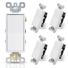 4 Way Decorative Light Switch, 15Amp, 120-277 Volt, AC Decorator Rocker Paddle W