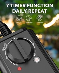 Outdoor Light Timer, Dusk to Dawn Sensor, Dual Grounded Outlets, Black
