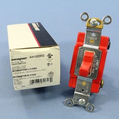 Arrow Hart AH1223RD Red Cooper Industrial Grade 3-Way Toggle Light Switch 20A