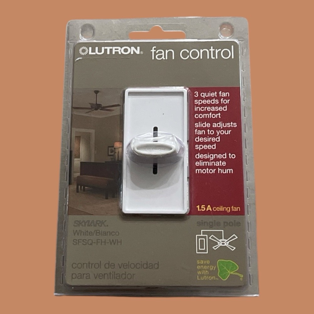 Lutron Skylark SFSQ-FH-WH White 3-Speed Fan Control – 1.5 Amp Ceiling Fan – (F)