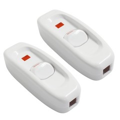 2 Pcs White 10A 250V Inline On/Off Switch