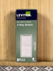 LEVITON® 5604-2W 4-WAY AC QUIET ROCKER SWITCH, 120/277 VAC, 15 AMP, WHITE