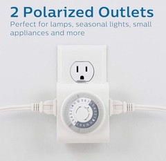 Philips Home Basic Timer Indoor Programmable Daily Cycle Polarized 2 Outlet New