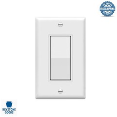 15A Residential Decorator Paddle Light Switch with Wall Plate – Listed, White