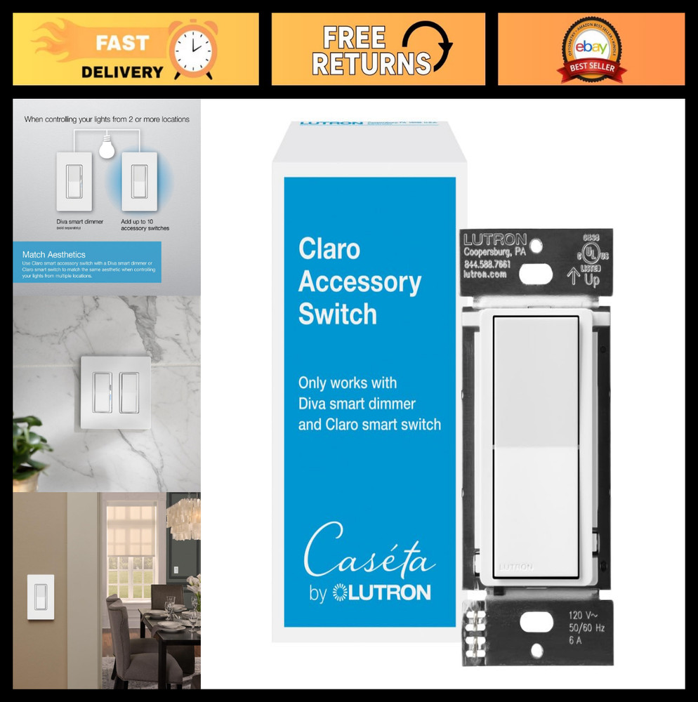 Smart Accessory Switch for 3-Way Lighting – Compatible with Smart Dimmers & Swit