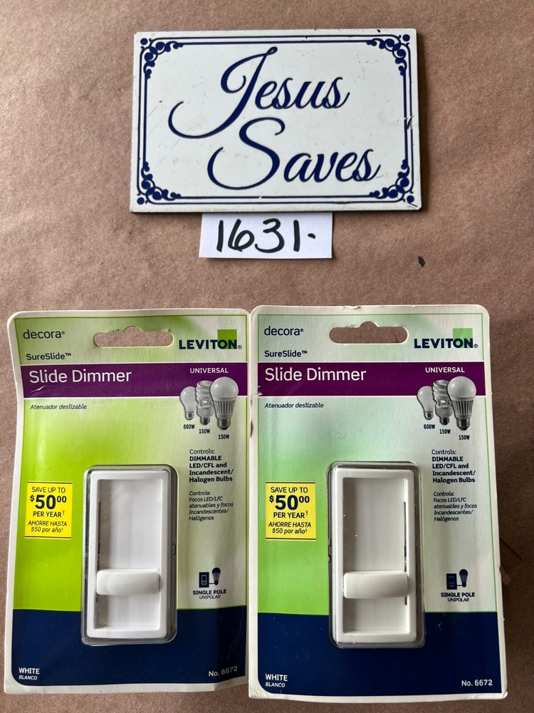 3 Leviton 6672-1LW 15A Decora SureSlide White 600w Slide Dimmer Switch 1686