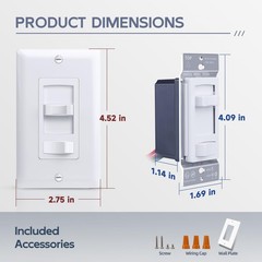 Dimmer Switch, Single Pole/3-Way LED Rocker Dimmer Light Switch for 150W LED/…