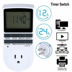120V 15A Plug Big LCD Display In Programmable Digital Timer Switch 24h 7 Day