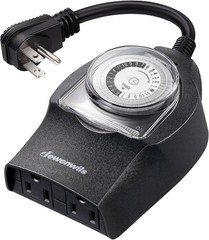 Outdoor Mechanical Timer Waterproof UL Listed for Lights with 2 Grounded Outlets