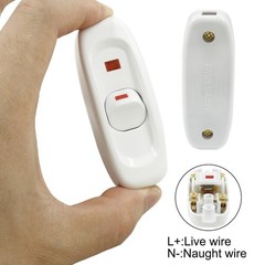 Unlorspy 2 Pcs White Inline Switch Push Button On/Off Cord Appliance Switch w…