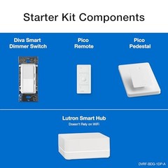 Lutron Diva Smart Dimmer Switch Kit for Caseta Lighting w/ Hub, 1 Pack, White