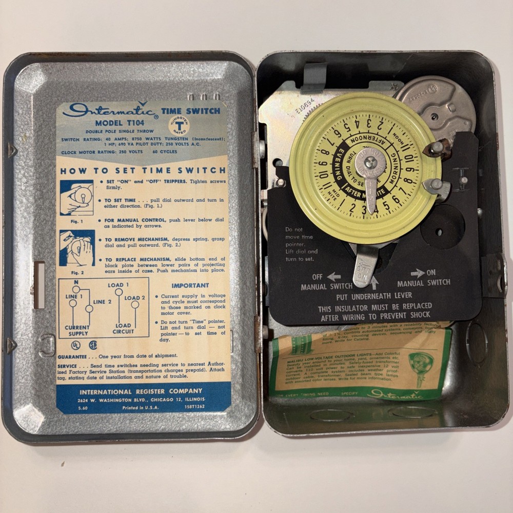 Intermatic T104R 24 HR Mechanical Time Switch PREOWNED UNTESTED