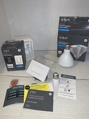 GE on/off smart Light switch paddle Style, white,W/ 1 Full Color Smart Bulb