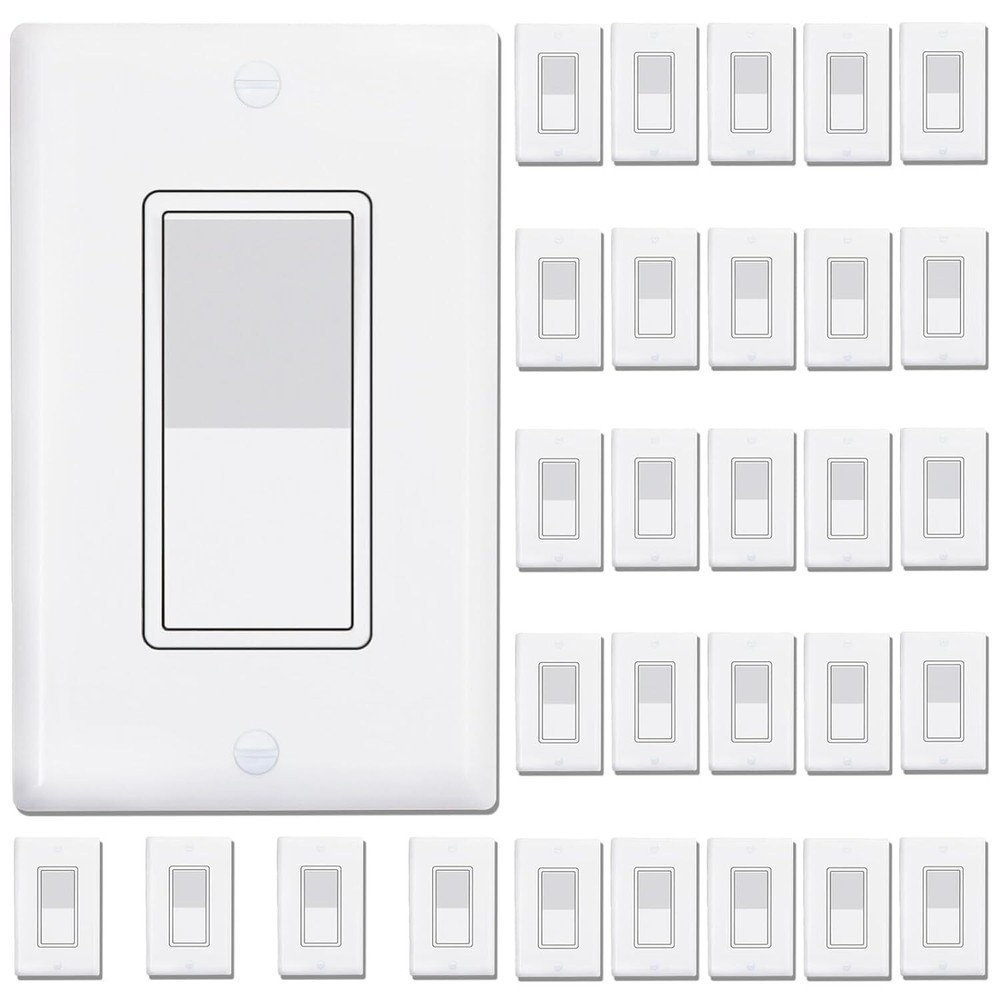 3 Way Decorator Light Switch 15a 120v/277v Ac Rocker Paddle Wall Switches With C